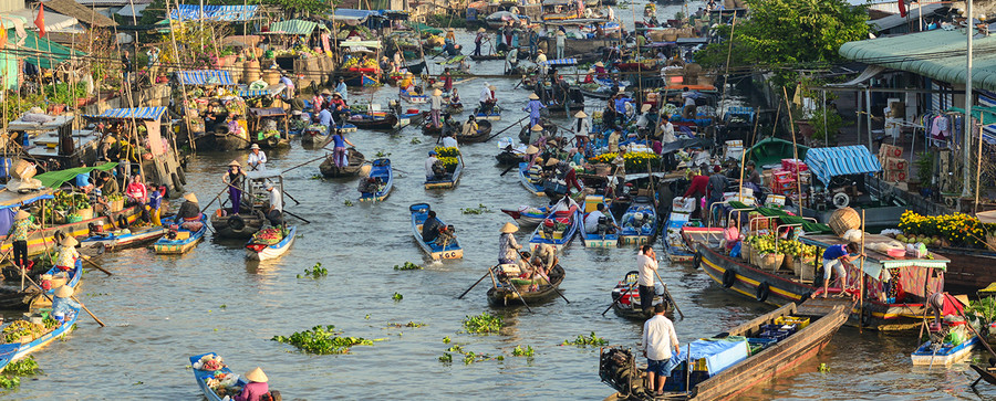 En fin de circuit, visite du marché flottant à Cai Rang dans le Delta