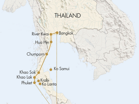carte circuit Thaïlande du sud