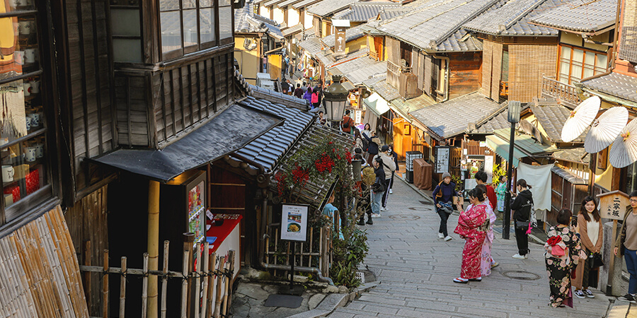 Le quartier traditionnel de Gion à Kyoto avec ses geishas
