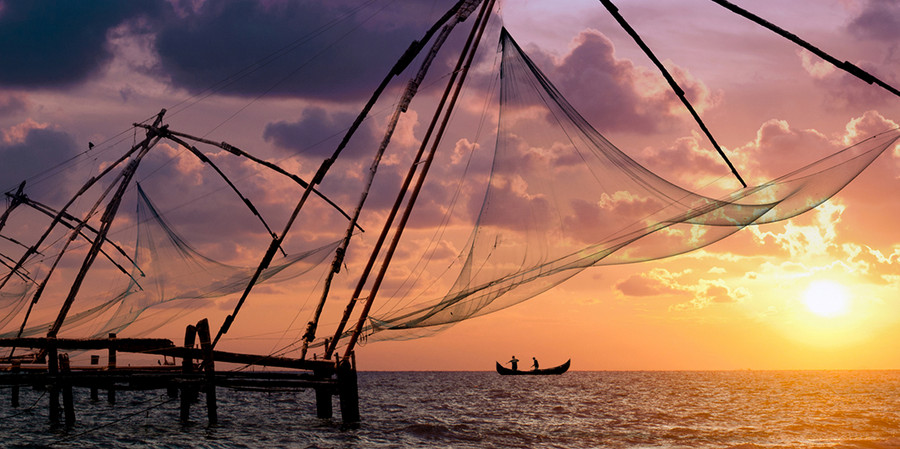 Coucher du soleil sur les Backwaters du Kerala